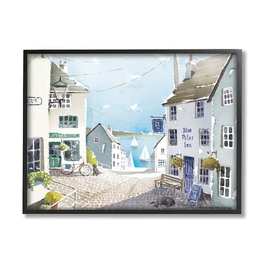 Stupell Industries Coastal Town Seaport Sailboats Framed Giclee Art